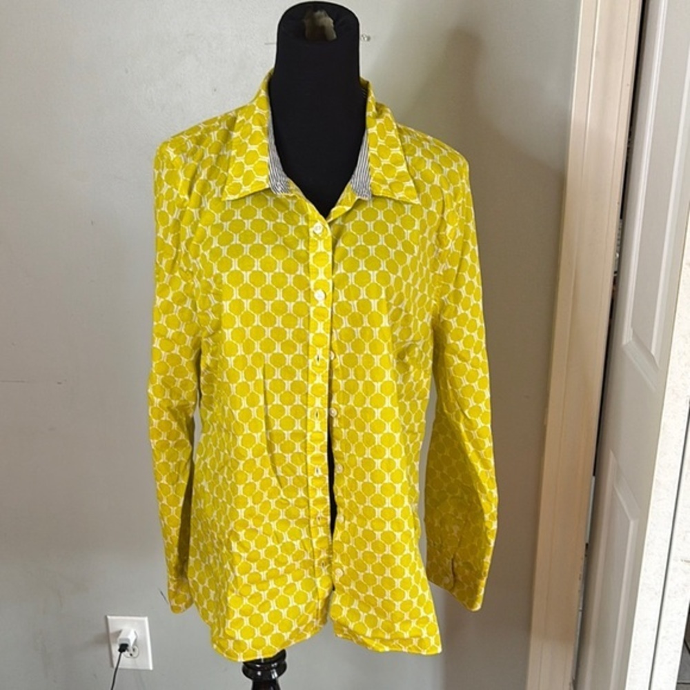 Crown & Ivy Yellow Leaf Print Shirt